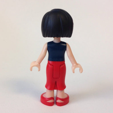 LEGO Minifigure-Anna, Red Long Skirt, Dark Blue Sleeveless Blouse Top-Friends-FRND018-Creative Brick Builders